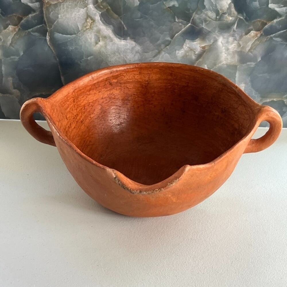 Handmade Terra-cotta Clay Art Pottery Handle Spout Bowl - Picture 12 of 12